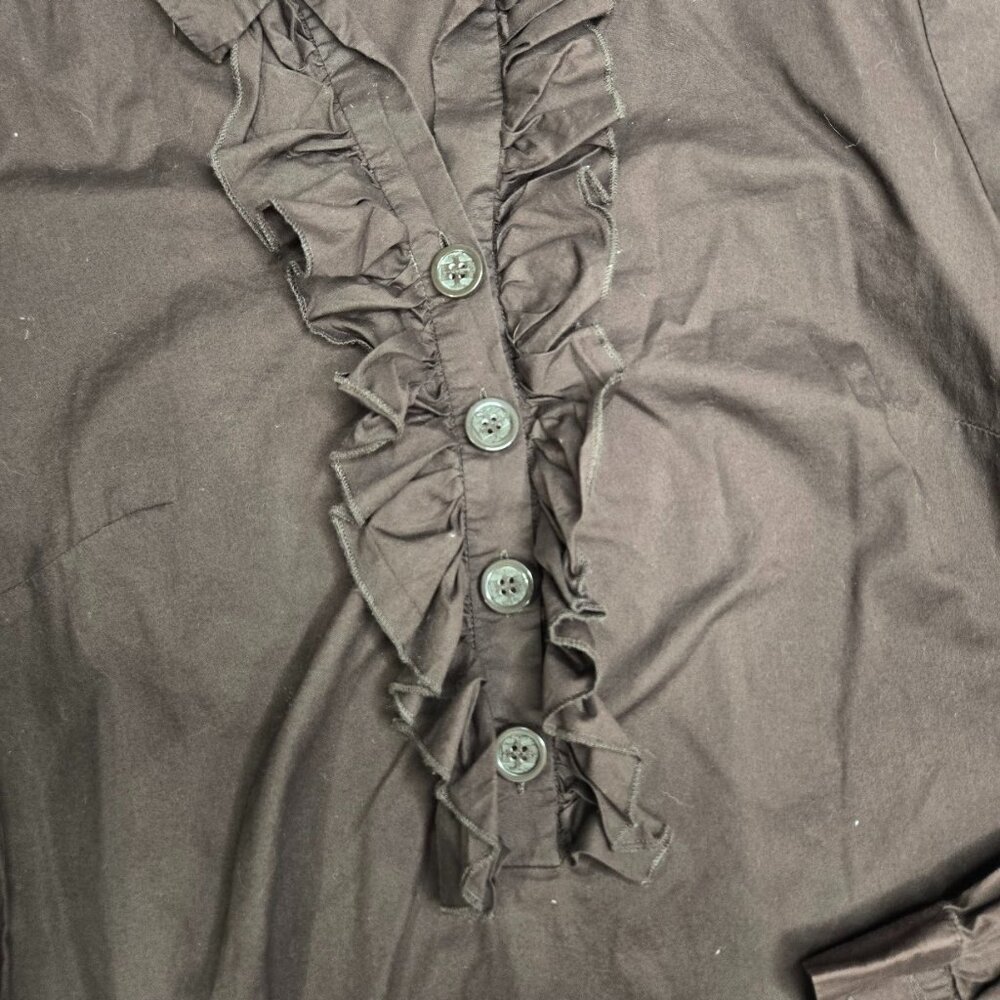 Tory Burch Brown Ruffle Button Down Shirt 10 - Picture 4 of 5